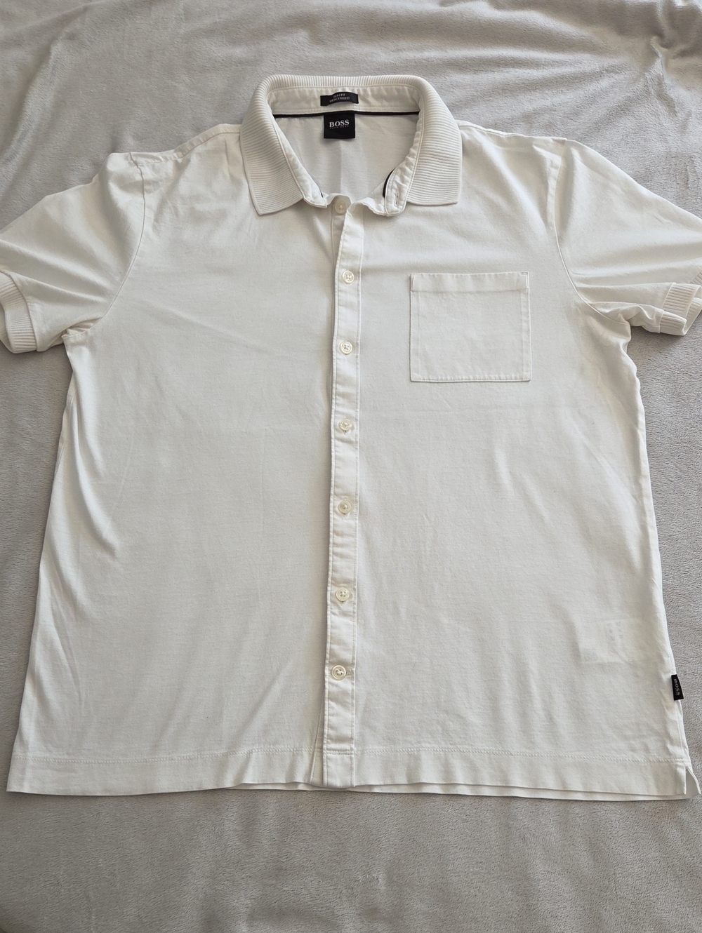 Hugo Boss Men's Button-Up Polo Shirt, Size M, Color White